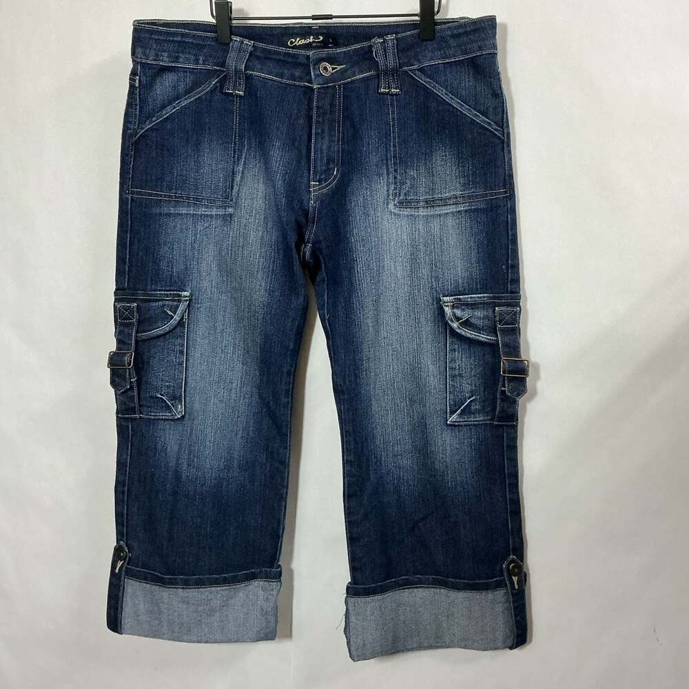 Clash Jeans Women's Denim Cargo Capri Pants Size 15